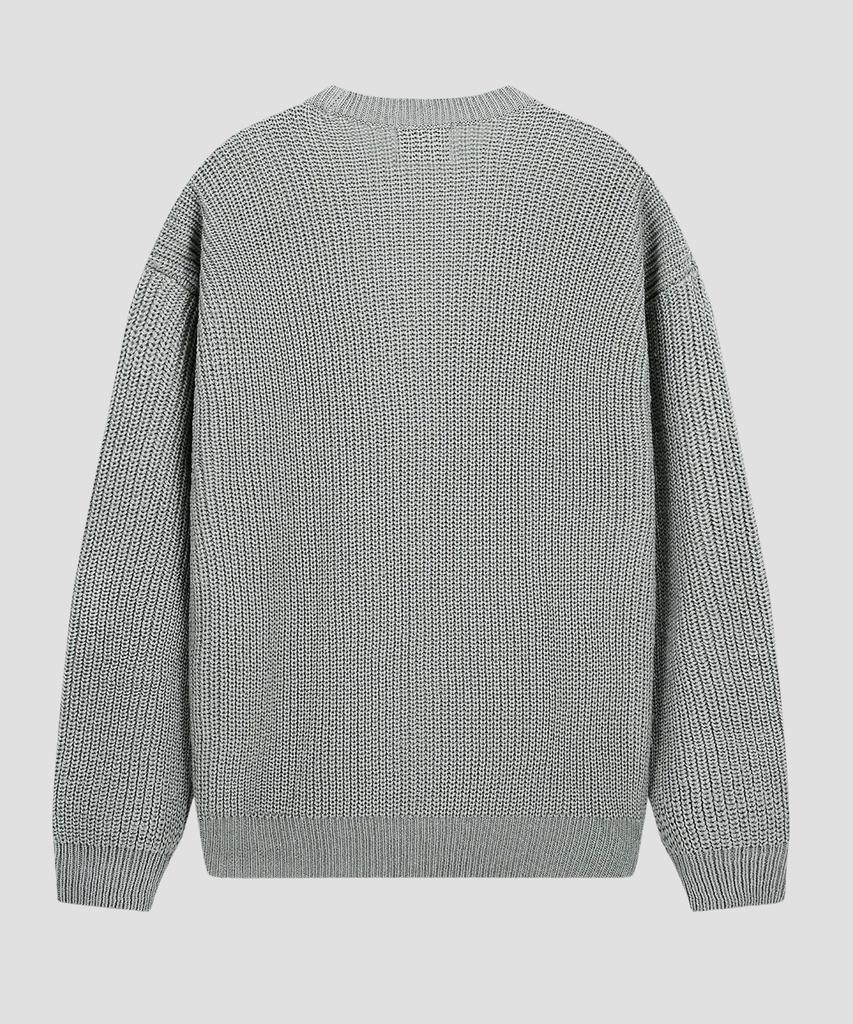 AGOD Crew Neck Ribbed Oversized Hacci Knit [Gray]