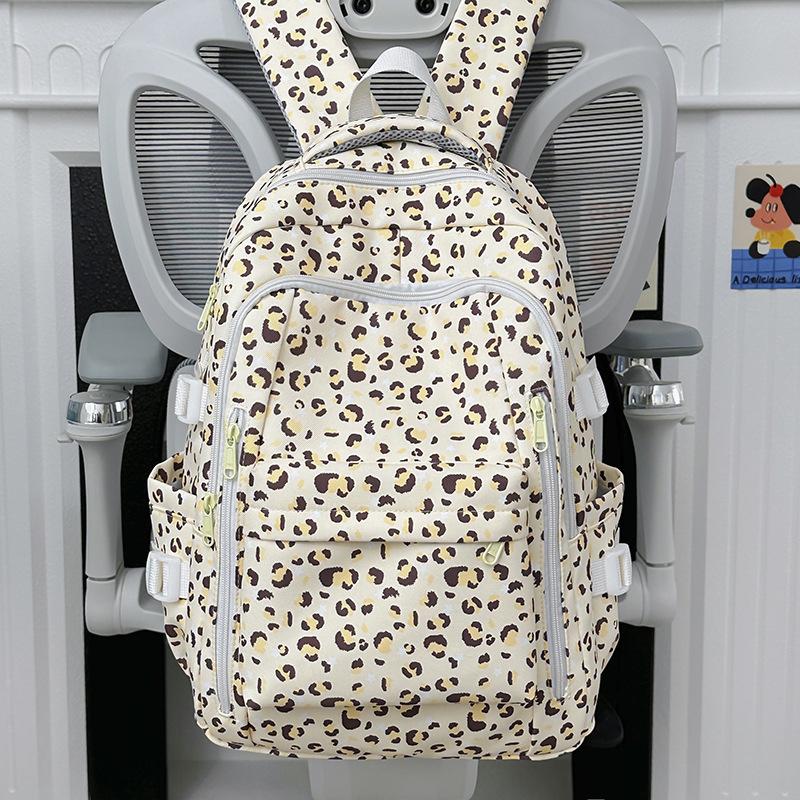 Schulrucksack Rucksack neuer Leopardenmuster Schulrucksack Amerikanischer College-Student Koreanische Version niedlich große Kapazität Nische Ins Rucksack