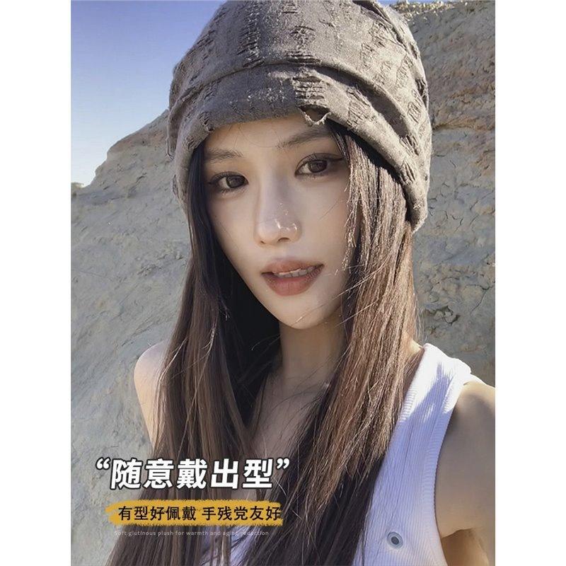 Wasteland Wind Desert Wear Cold Hat Stack Hat Summer Thin American Hat Women'S Crimped Knitted Hat