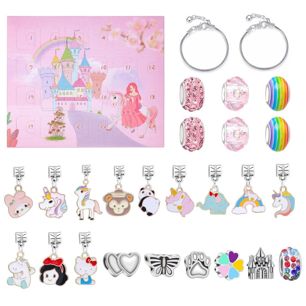 Christmas Bracelet DIY Crystal Beaded Alloy Jewelry Santa Blind Box Children's Holiday Gift