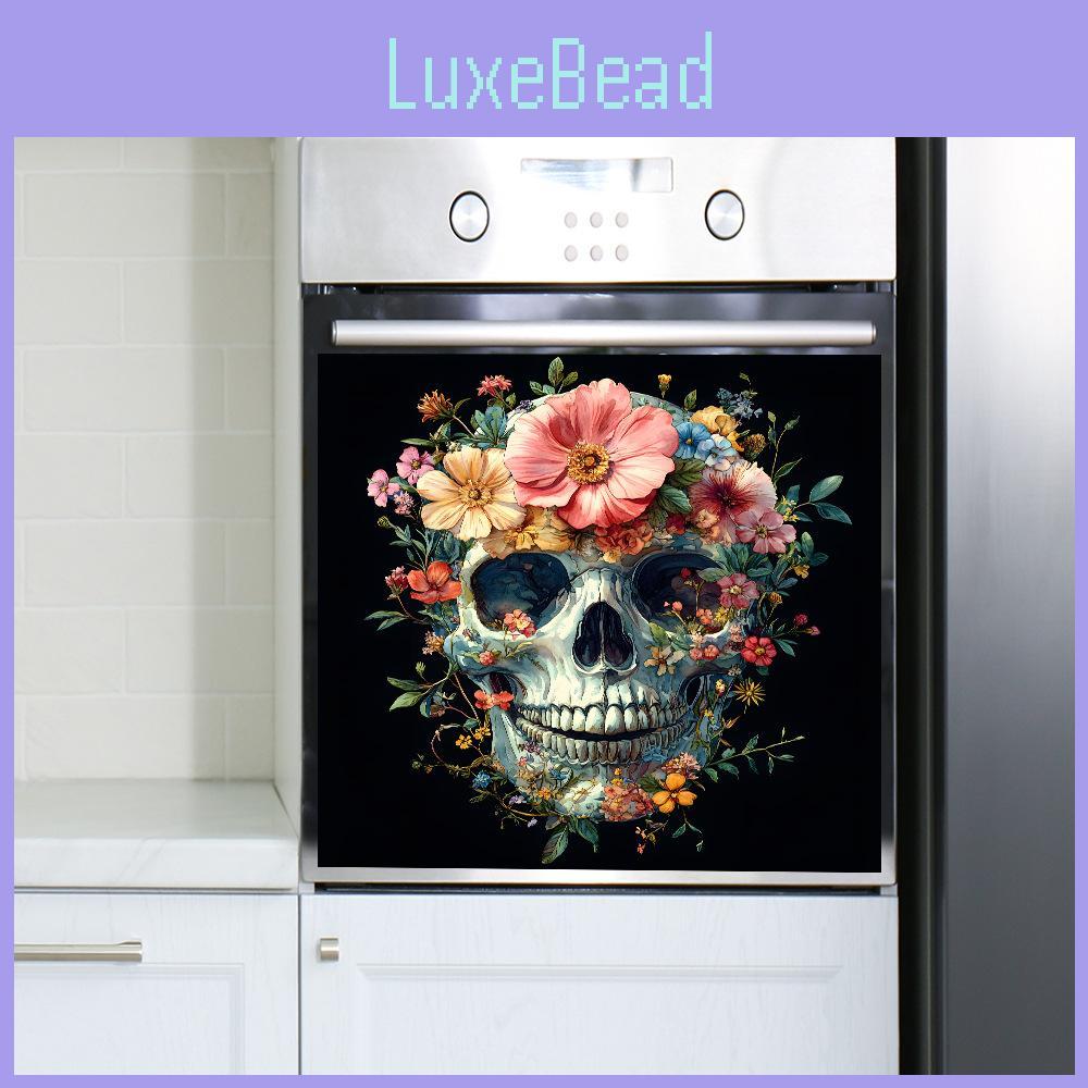Smiling Skull Halloween Covered In Flowers Glass Home Decoration Stickers Wall