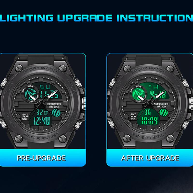 SANDA Fashion Trend Electronic Watch Multifunctional Waterproof Wristwatch