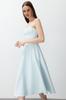 Women's Dress New Season Fashion Blue Skater Stylish Evening Dress with Waist Opening