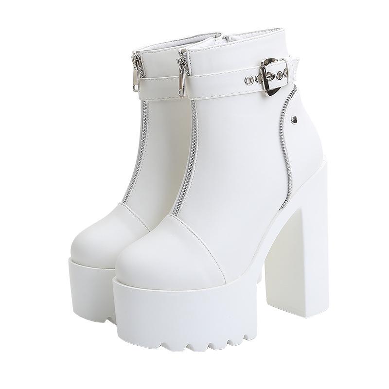 2025 High Waterproof Countertop Zipper Women's Short Boots 15CM Super High Heel Women's Shoes Stage Thick Heel ZYW-831-13