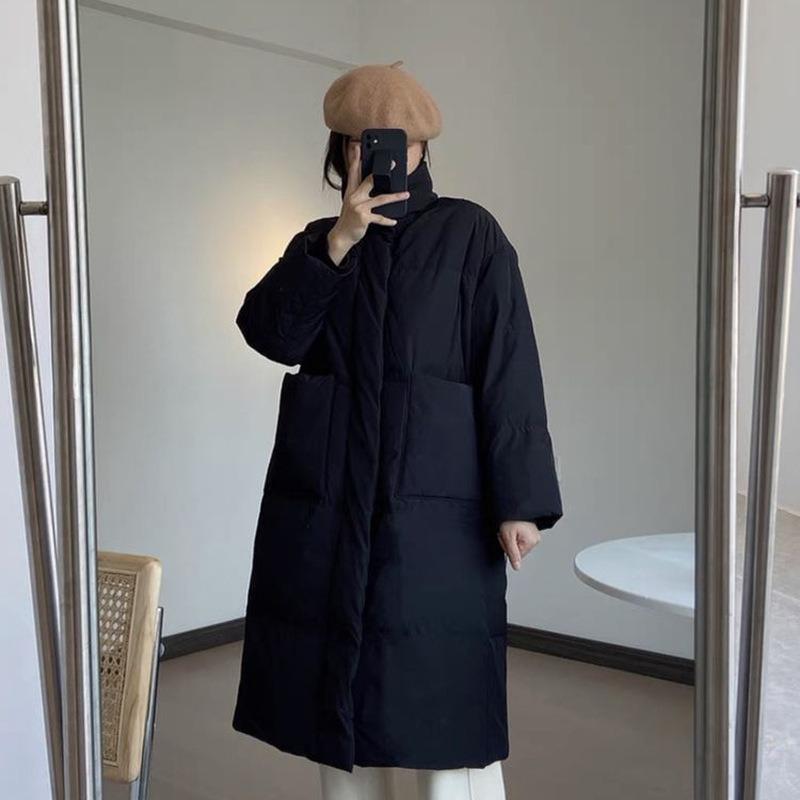 

Зимняя хлопковая одежда женская новая модная длинная легкая с воротником-стойкой одежда-хлеб куртка из хлопка прилив XXL хаки