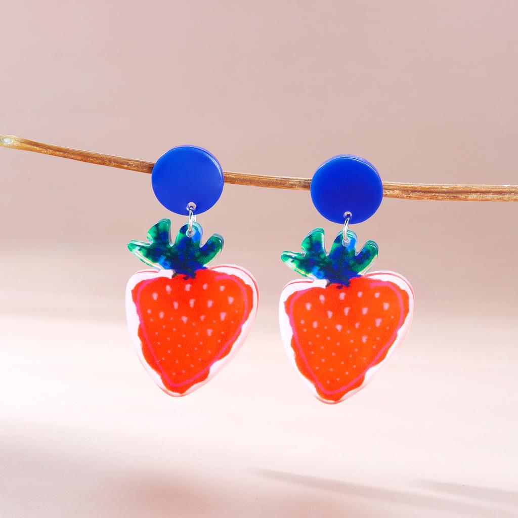 Multicolor Imitation Fruit Drop Earrings for Women Girls Acrylic Strawberry Pineapple Lemon Pendientes Earring Party Jewelry