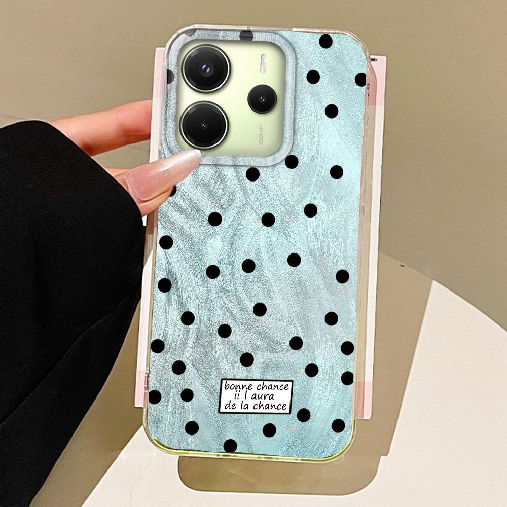 

Черные круглые точки Женский чехол для телефона для Xiaomi Redmi Note 14 13 12 11 11S 10 9 8 Pro 9C 13C 14C A5 A3 A4 A3X A1 9A Чехол Redmi Note 14 5G белый