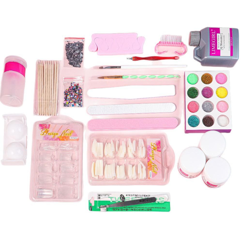 Kit Unghie Acriliche 30 Pezzi Polvere Acrilica Cristallo Set Estensione, Kit Base Manicure Professionale