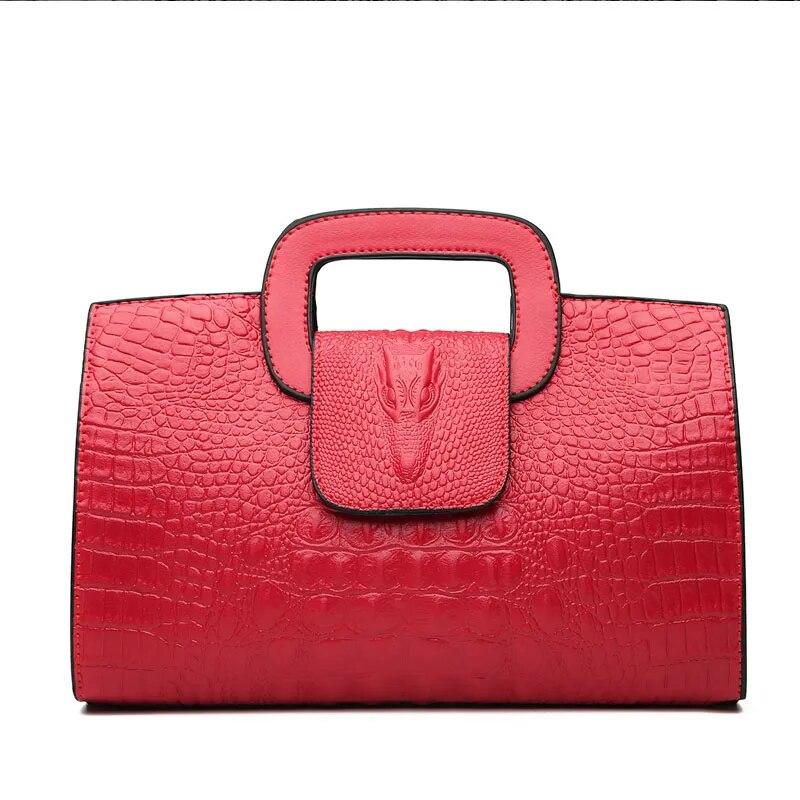 

Luxury Handbag Women Bags Designer PU Leather Tote Bags Girls Fashion Crocodile Pattern Shoulder Bag Black High Quality Handbags красный