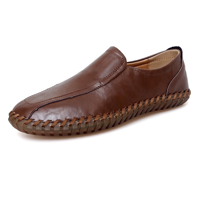 Men s Large Size Slip-On Leather Loafers: British Casual Moccasins 44