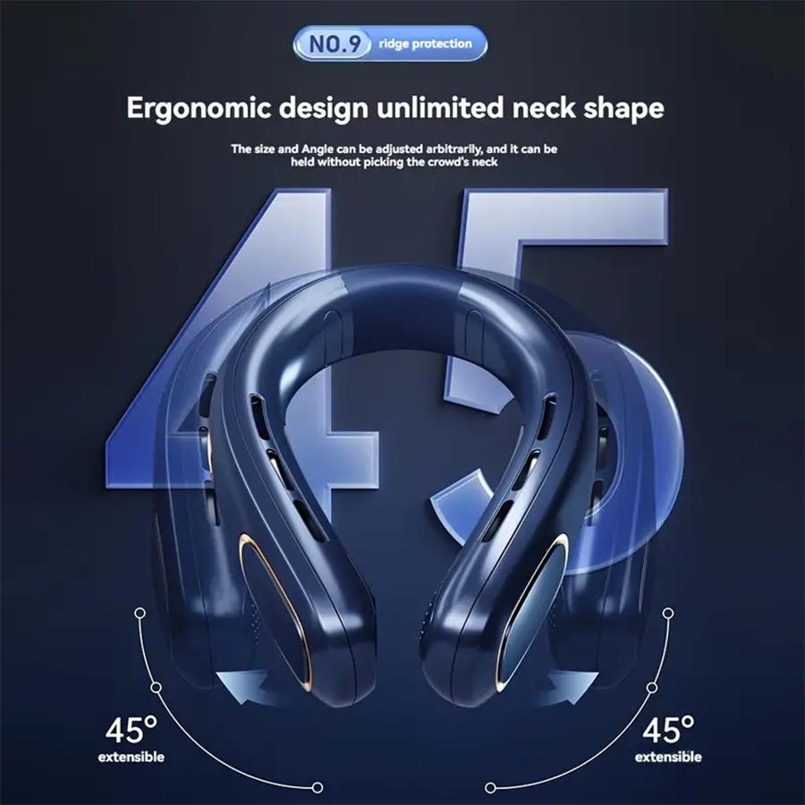 4000mAh 5 Gears Neck Fan Mini Air Conditioner Bladeless Neck Fan Rechargeable with LED Display Screen Large Capacity Battery