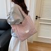Ctrast Color Stripes Women Shoulder Bags Versatile Ladies Large Capacity Tote Bag Lightweight Portable Female Shopping Handbag