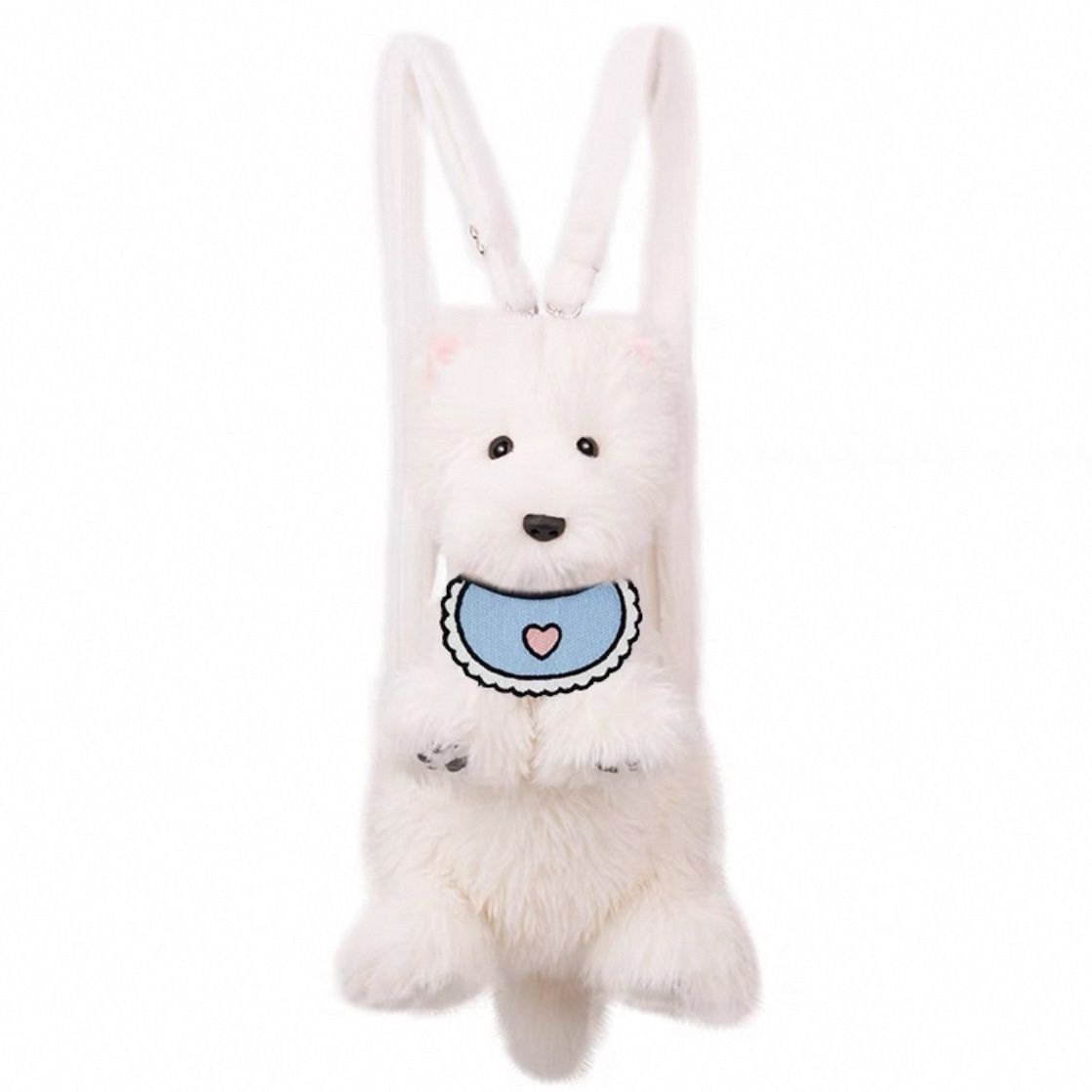 

JIAERDI Plush Sweet Cute Dog White Backpack Women Harajuku Realistic Puppy Mini Backpacks Ladies Soft Animal Mochilas Mujer 40x20x20cm