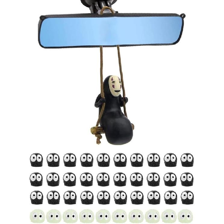 Studio Anime Merch Car Accessories Set - 1 Faceless Male Car Pendant and 40 Soot Sprites Car Rearview Mirror Accessories