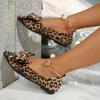 Women'S Stylish Leopard Print Pointed Toe Flats with Elegant Bow Detail, Slip-On Ankle Strap, TPR Sole, and Synthetic Lining - Perfect for Casual