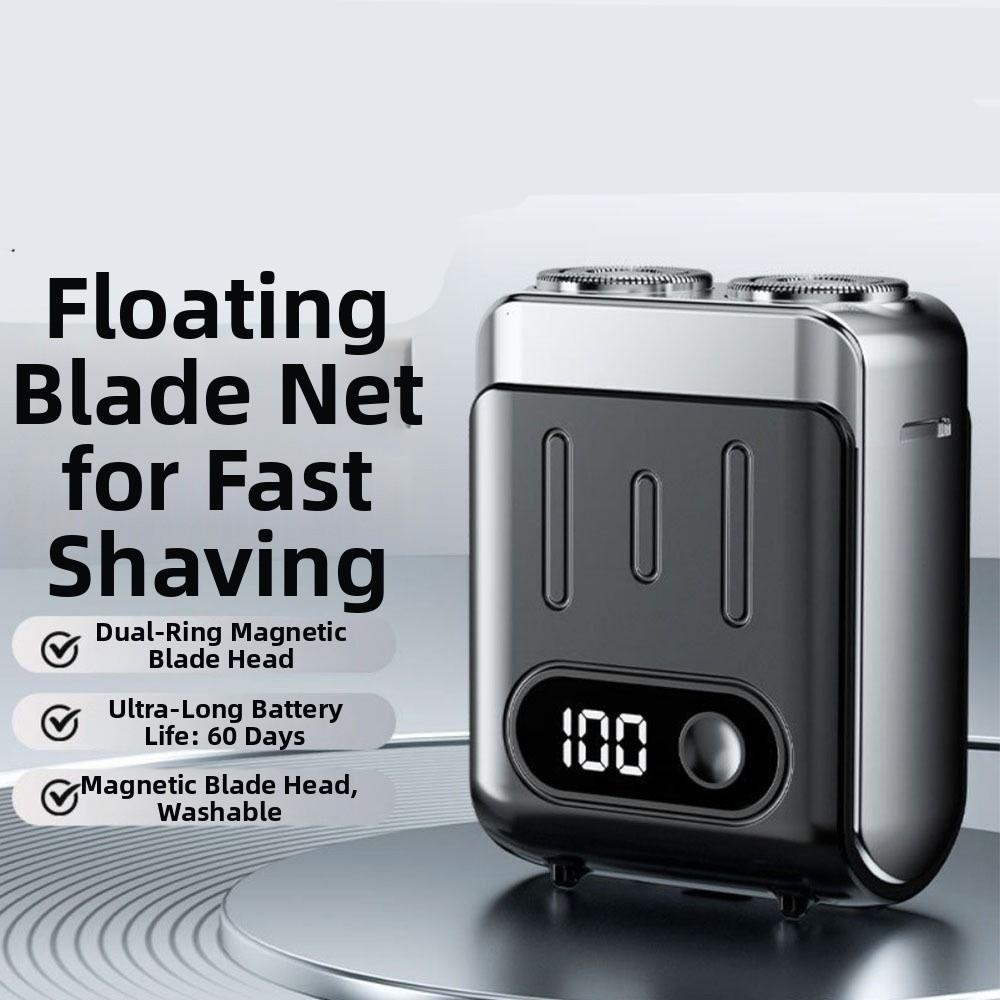 Rechargeable Electric Shaver Dual Head Men's Beard Trimmer Mini Rotary Razor  Travel