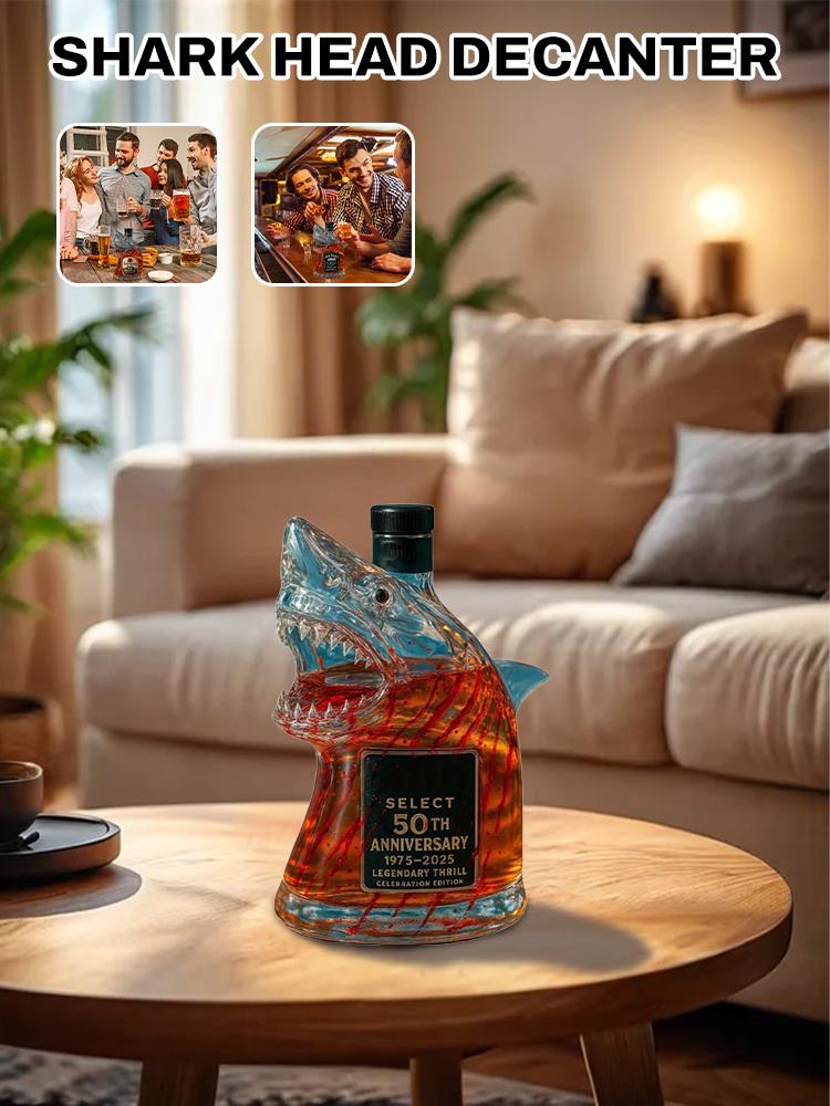 320ml Shark Statue Wine Bottle, Decanter Decoration For Bar,Office,Home Whiskey Bottle 3D Engraved Whiskey Glasses Theme Statue