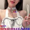 Cat Bell Choker with Leash and D-Ring K9 Necklace Punk Collar for Women
