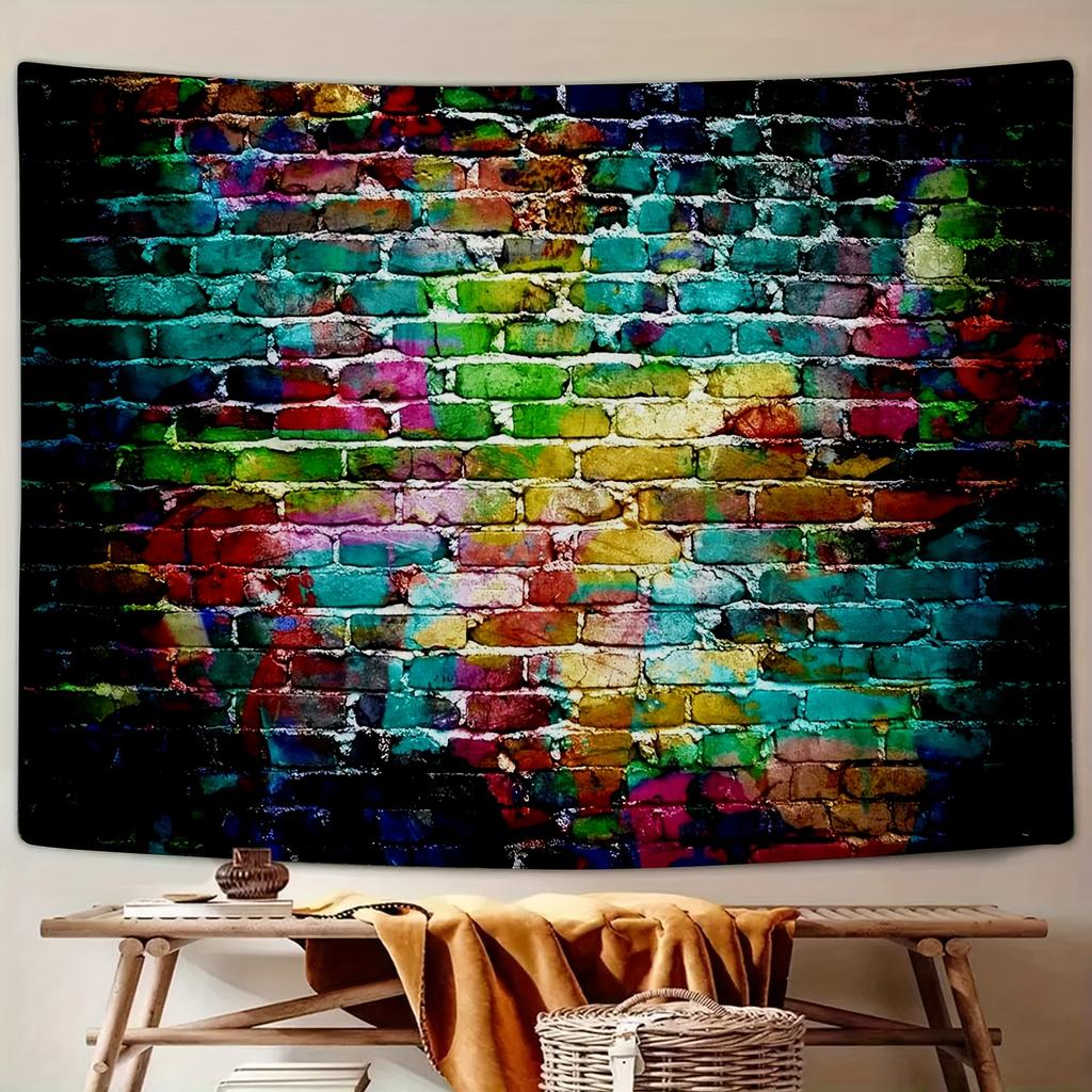 Colorful Brick Wall Photo Background 80s Hip-hop Disco Theme Party Photography Background