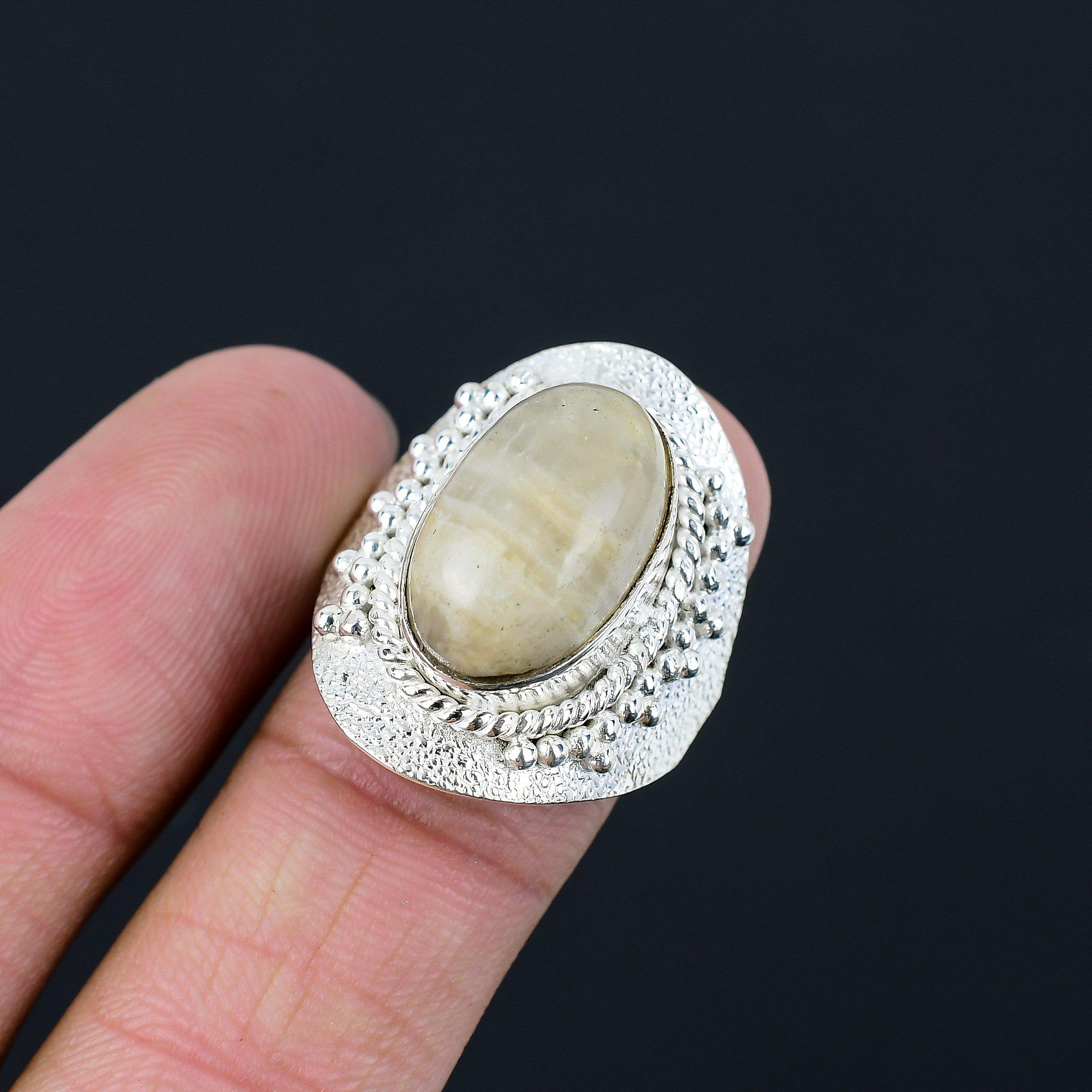 Womens day Deal Natural Bumble Bee Jasper 925 Silver Statement Artisan Ring US 7 7