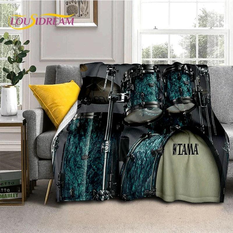 Style Music Instrument Drum Kit Throw Blanket Soft Cozy Blanket for Home Bedroom Bed Sofa Travel Child Gift