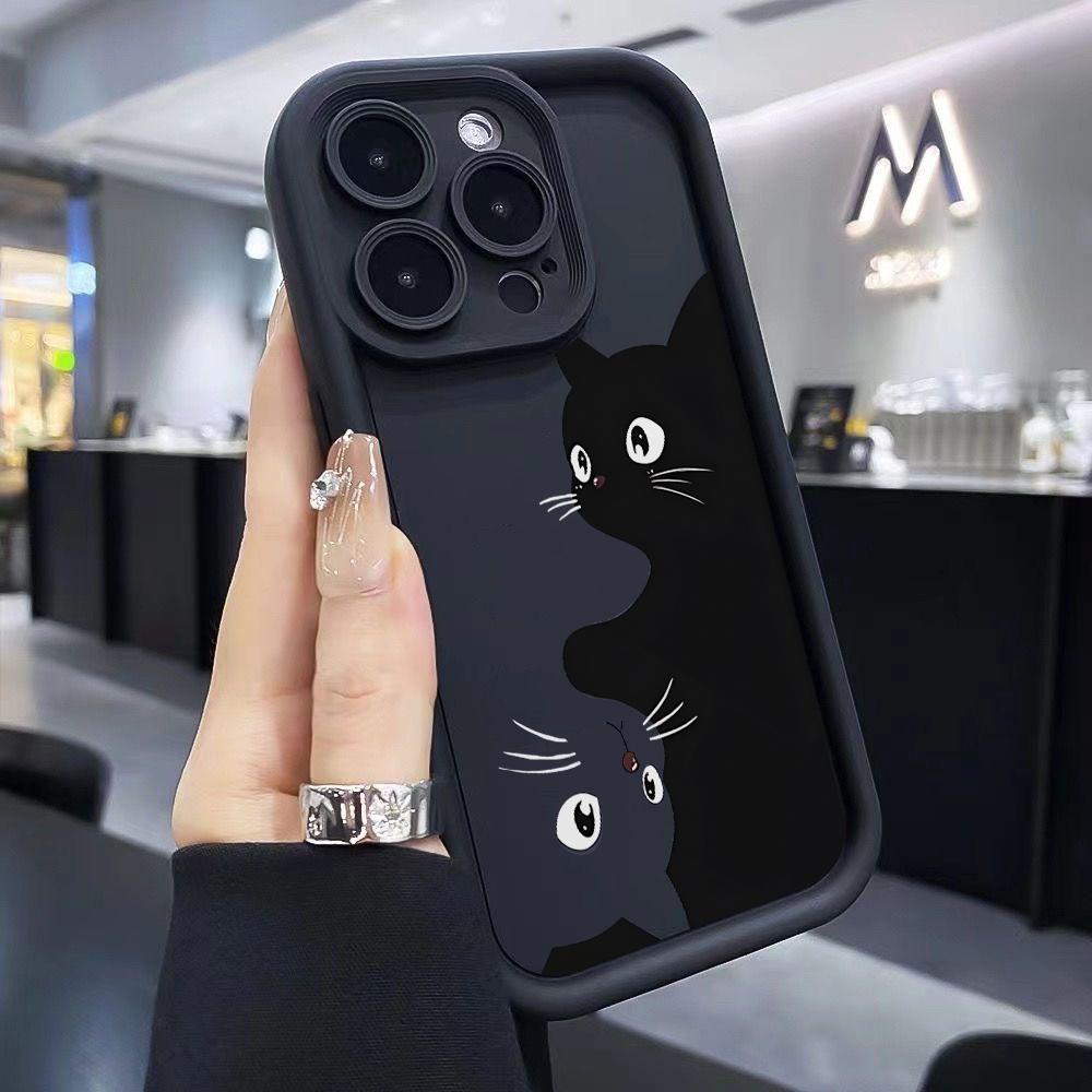 Cute Black Cat Phone Case for Xiaomi Redmi Note 14 13 12 12S 11 11S 10 9 Pro Plus A5 A3 14C 13C 12C 10C 9C 4G 5G Soft Cover