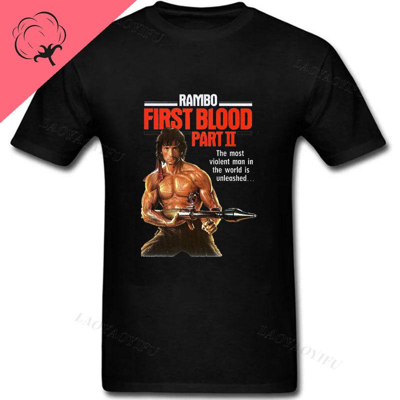 Playera Famous John J Rambo Vintage Style 80S Movie First Blood Part 2 T Shirt Homme Pure Cotton Short Sleeve Women Tops