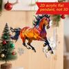 Exquisite  White Horse Acrylic Flat Hanging Ornament Home Decoration Backpack