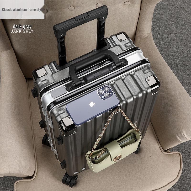 Sturdy Aluminum Frame Trolley Suitcase with Silent Wheels & Combination Lock - Large Capacity for Men, Women & Students