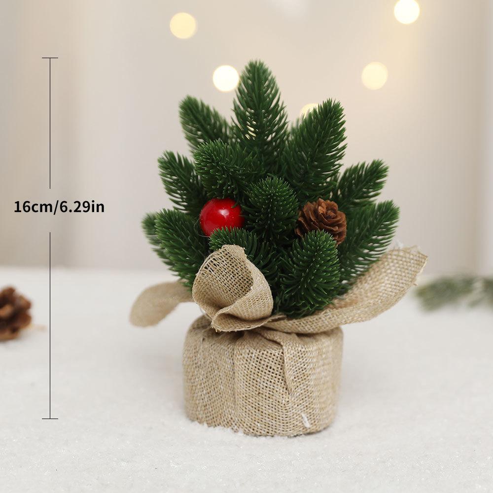 Christmas Tree Mini Tabletop Ornament Flocking Snow PE Tree Festive Scene Ornament Christmas Tree