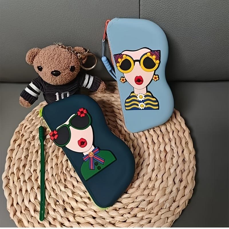Cute Cartoon Silicone Glasses Case with Wrist Strap for Travel