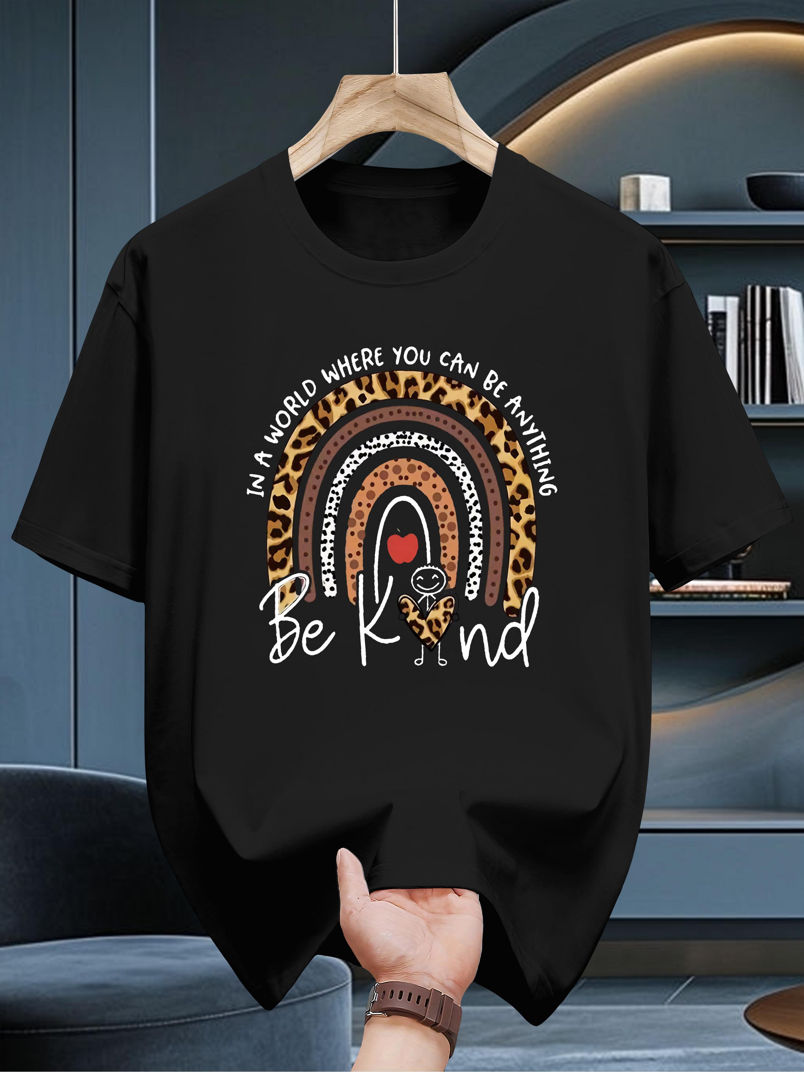 Niuwang Selection  T-shirt - Black Geometric Leopard Print with Inspirational Quote XL