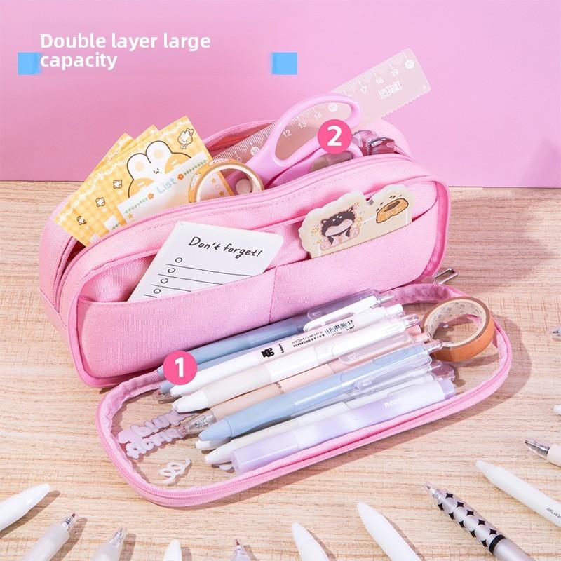 Transparent Pencil Organizer With High Capacity For Elementary School Students