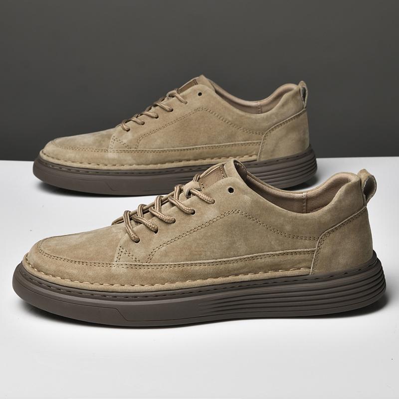 High Quality New Top Layer Cowhide Leather Men's Fashionable Casual Sneakers Men Work Shoes Spring Men's Lace Up Casual Shoes