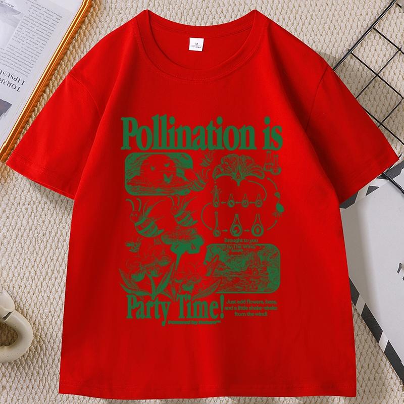 

Bee Pollination Vintage TShirt Funny Retro Insect Flower Graphic Tee 90s Science Nature T Shirt Summer Cotton Short Sleeve Tee S