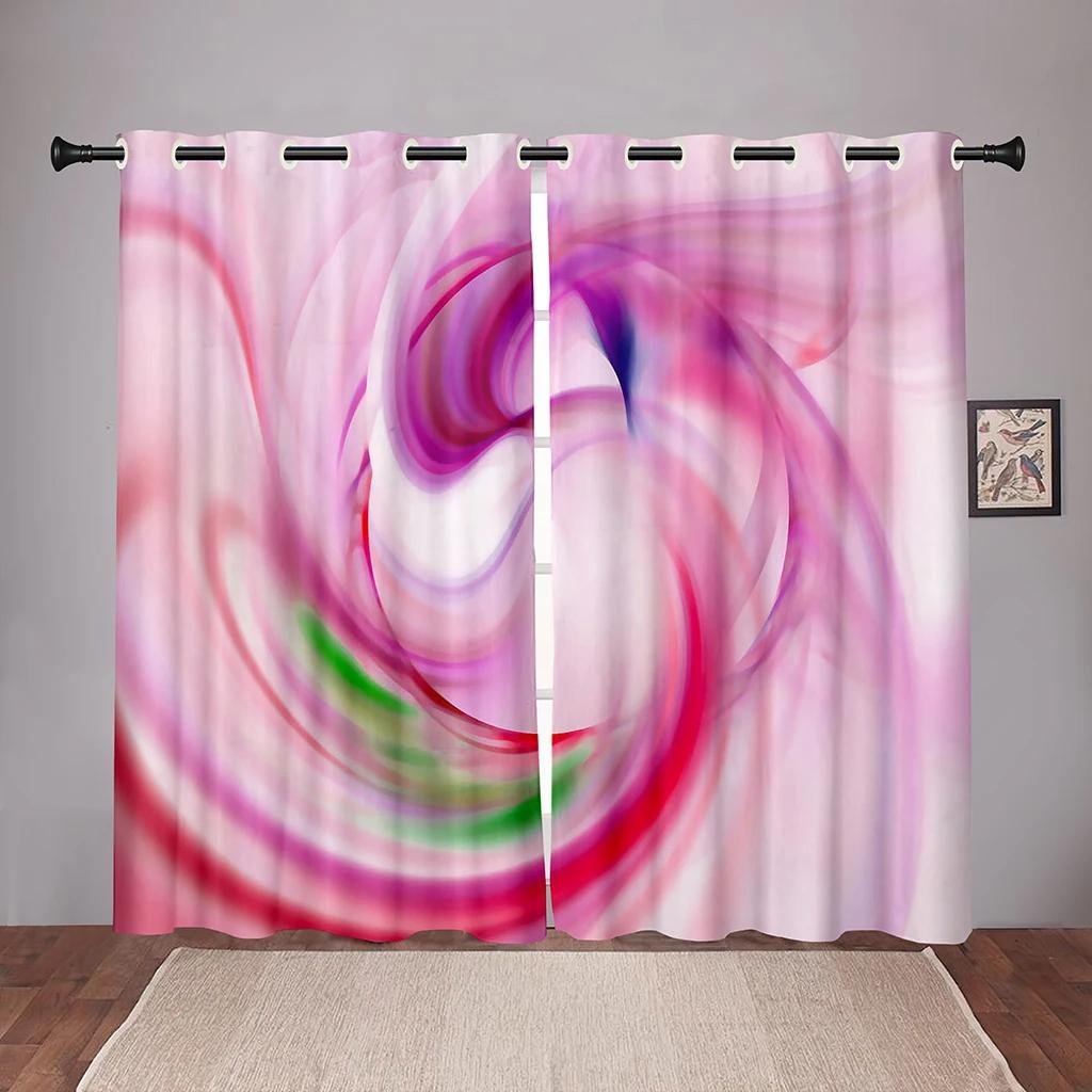 Render Abstract Art Wavy Blackout Window Curtain for Bedroom Living Room Bathroom Kicthen Door Hall Home Hook High Shading New