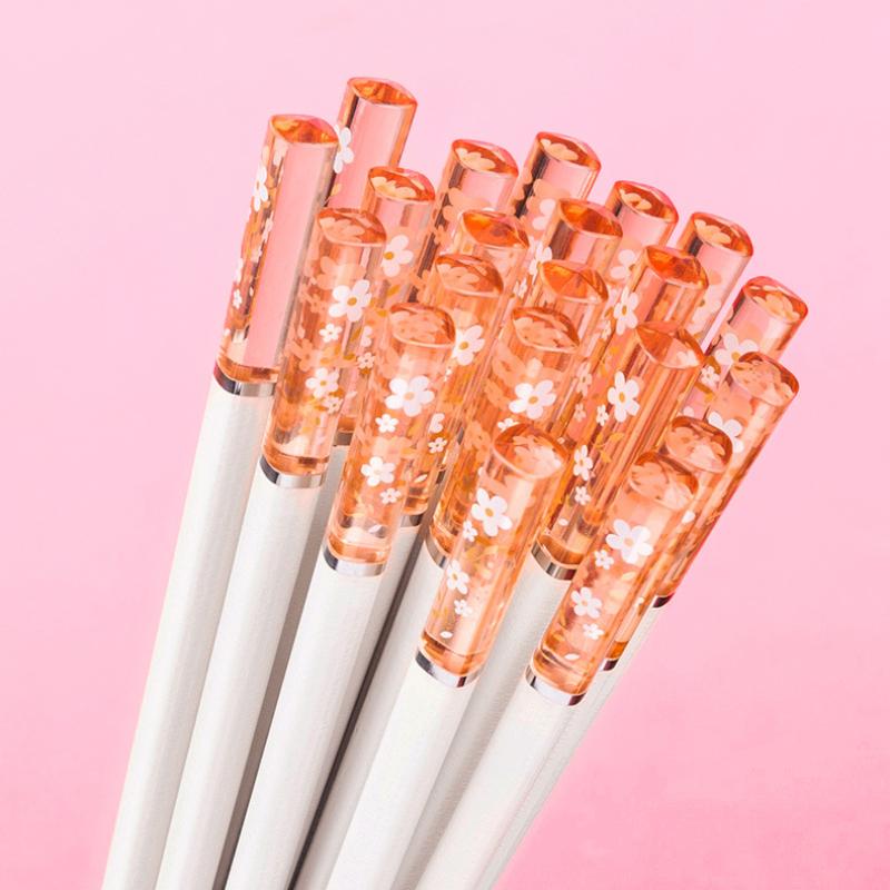 2 Pairs Japanese Style Reusable Chopsticks Healthy Alloy Sushi Anti-slip Chopsticks Korean Eating Food Long Chopsticks Household Cutlery