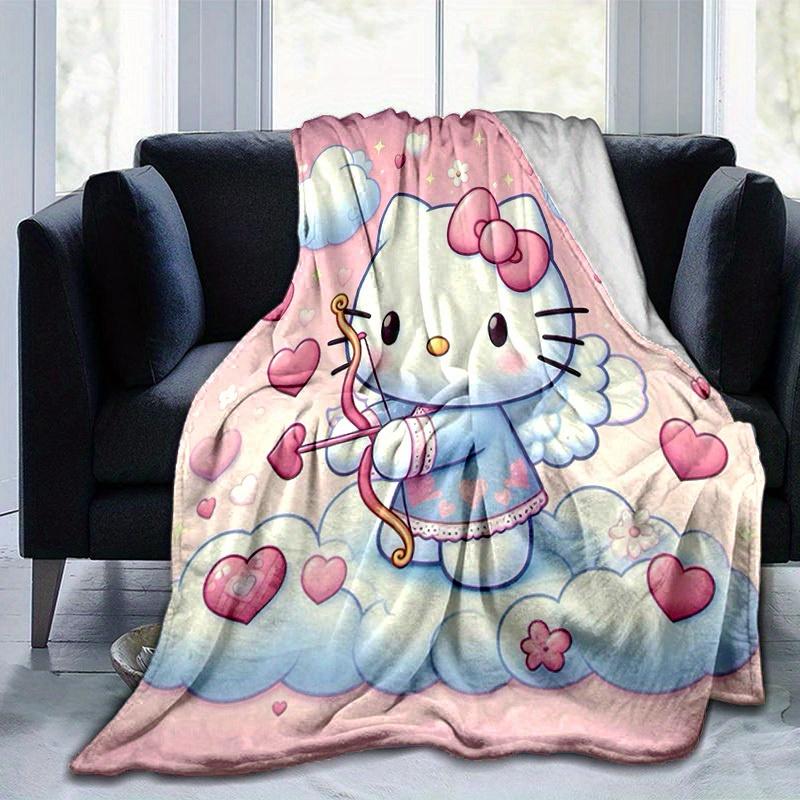 1pc. Hello Kitty Cupid Cloud Heart Print Blanket - Home Office Outdoor Gift Suitable for All Seasons (Ho
