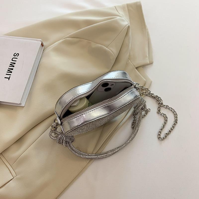 Manico Nodo Strass Pochette da Sera Lusso Designer Cristallo Diamanti Borsa a Mano Portamonete Carina Cuore d'Amore Borsa a Tracolla Mini