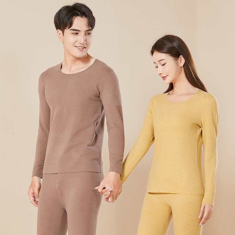 Unisex Thermal Underwear Set: Women's Base Layer, Men's German Velvet, Thickened for Winter, Perfect for Couples, Includes Autumn Pants & Tops.