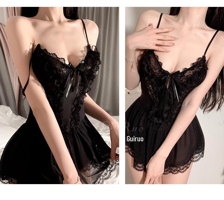 Gorgeous Plus Size Mesh See-Through Camisole Nightgown Set