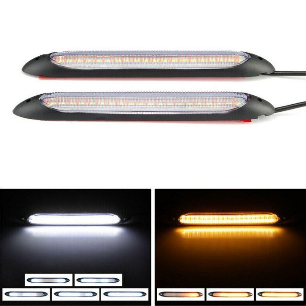 2pcs Waterproof Flexible DRL LED Strip Start Scaing Daytime Running Light Brake Flow Lamps