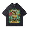 American Street Washed Retro Old Short-Sleeved T-Shirt Couple Fun Cartoon Printed Heavy Cotton Top