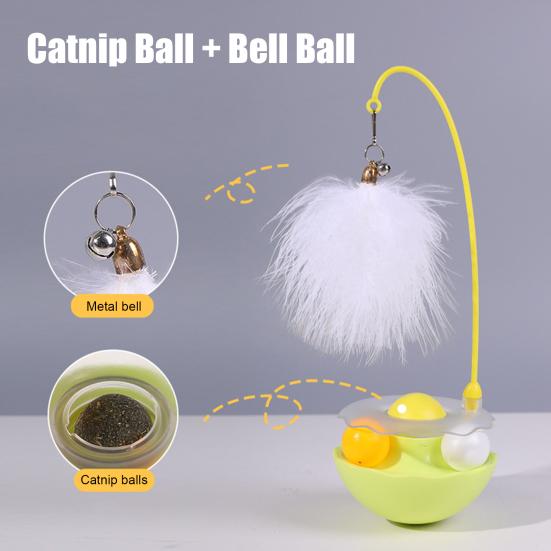 

Інтерактивна іграшка з пір ям для котів 4-в-1 для домашніх котів, іграшка-неваляшка для котів з треком для м ячика, м ячик з котячою м ятою, пір я для дражніння, іграшка для фізичних вправ для кошенят для всіх порід синій