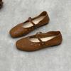 Johnature Hollow Out Breathable Genuine Leather Flat Sandals Casual Versatile Soft Soled Women's Shoes