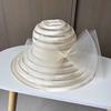 Fashion crystal cloth mesh top hat elegant bow sun hat women's summer beach sun hat