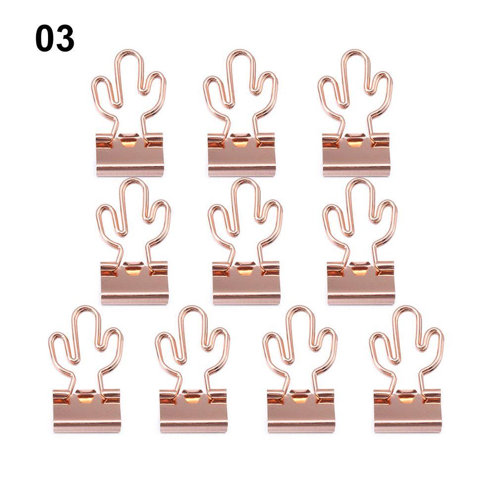 10pcs File Mini Cat Heart Cactus Book Binder Clips Paper Clip Office Supplies Metal