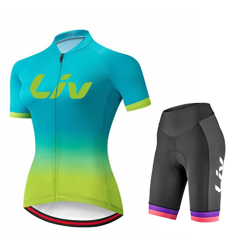 LIV Summer Women's Cycling bib sponge pad ycling sportswear short sleeved cycling jersey quick drying cycling set