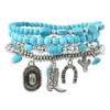 Turquoise Beaded Multi-layer Elastic Cord Wooden Bead Bracelet Set for Women