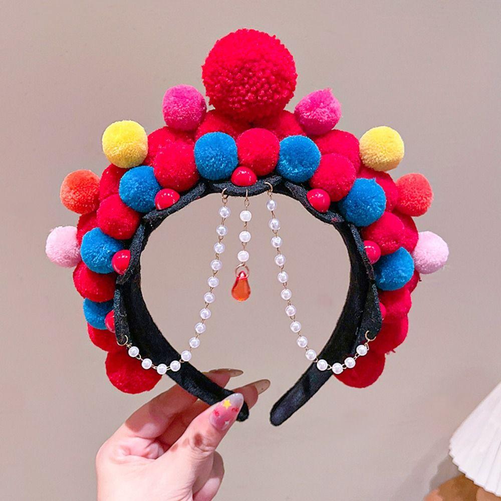 Pearl Chinese New Year Headwear Tang Suit Hair Hoop Ancient Style Red Hairband Girls
